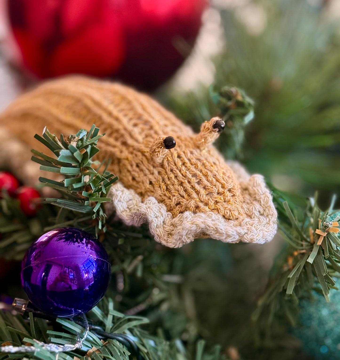 Hand knitted slug - garden lovers gift