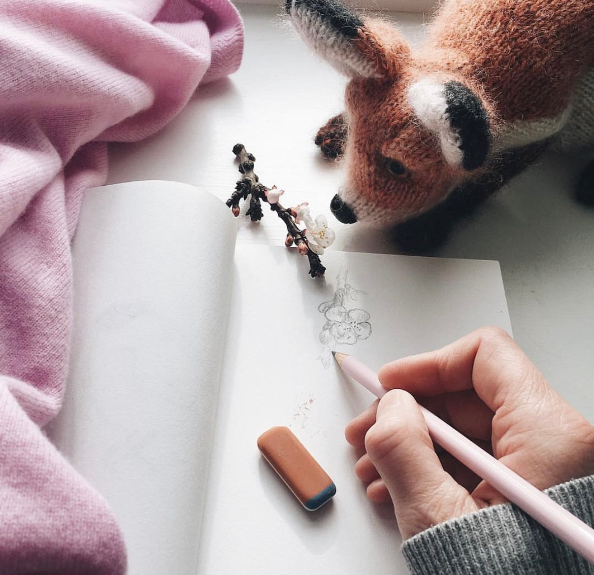 Fox Cub - Hand knitted in silk and mohair yarn
