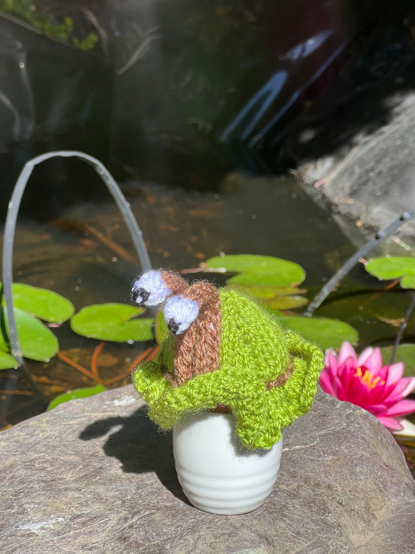 Egg cosie garden set of 4 - Slug Snail Bee and Ladybird hand knitted washable cosies