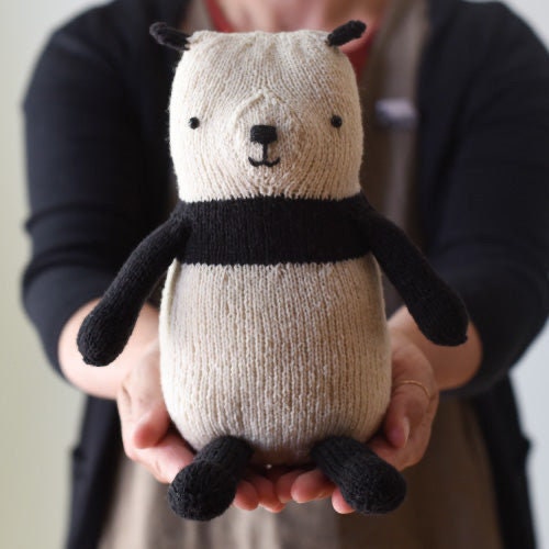 Panda by Barrett Wool Co - Hand knitted woollen panda bear