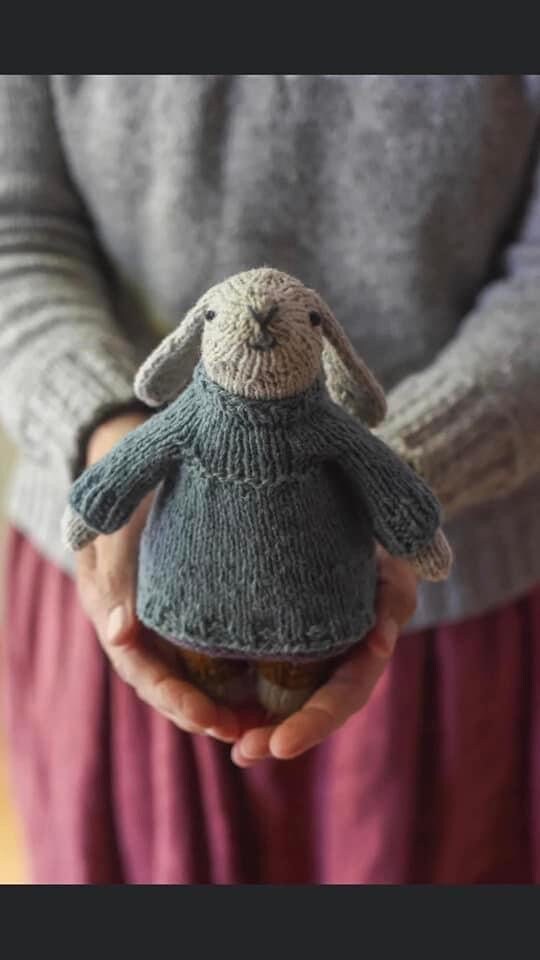 Good Bunny by Barrett Wool Company - Hand knitted bunny in natural hand dyed yarns.
