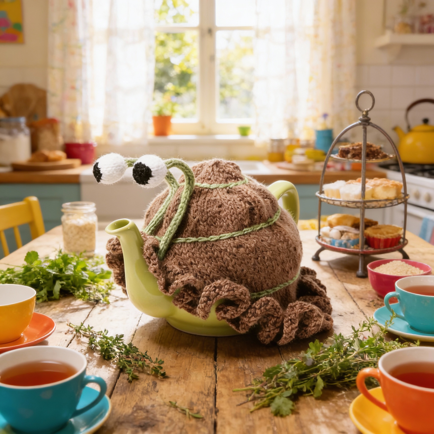 DIY Snail Tea Cosy Kit - Makes two reversable colours complete with yarn, pattern, instructions and accessories