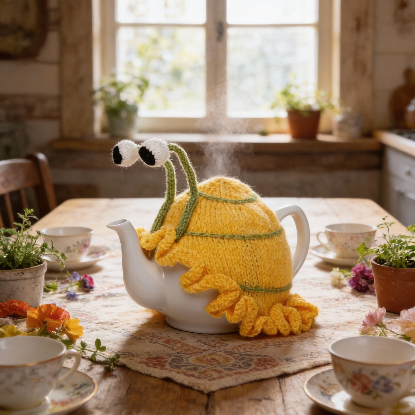 DIY Snail Tea Cosy Kit - Makes two reversable colours complete with yarn, pattern, instructions and accessories