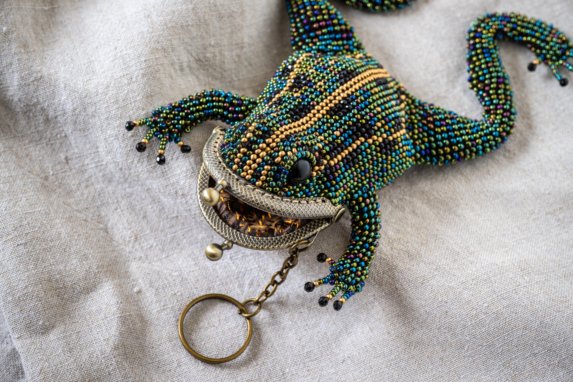 Blue Beaded Frog Purse - Original Authenticated piece from Ruperts House