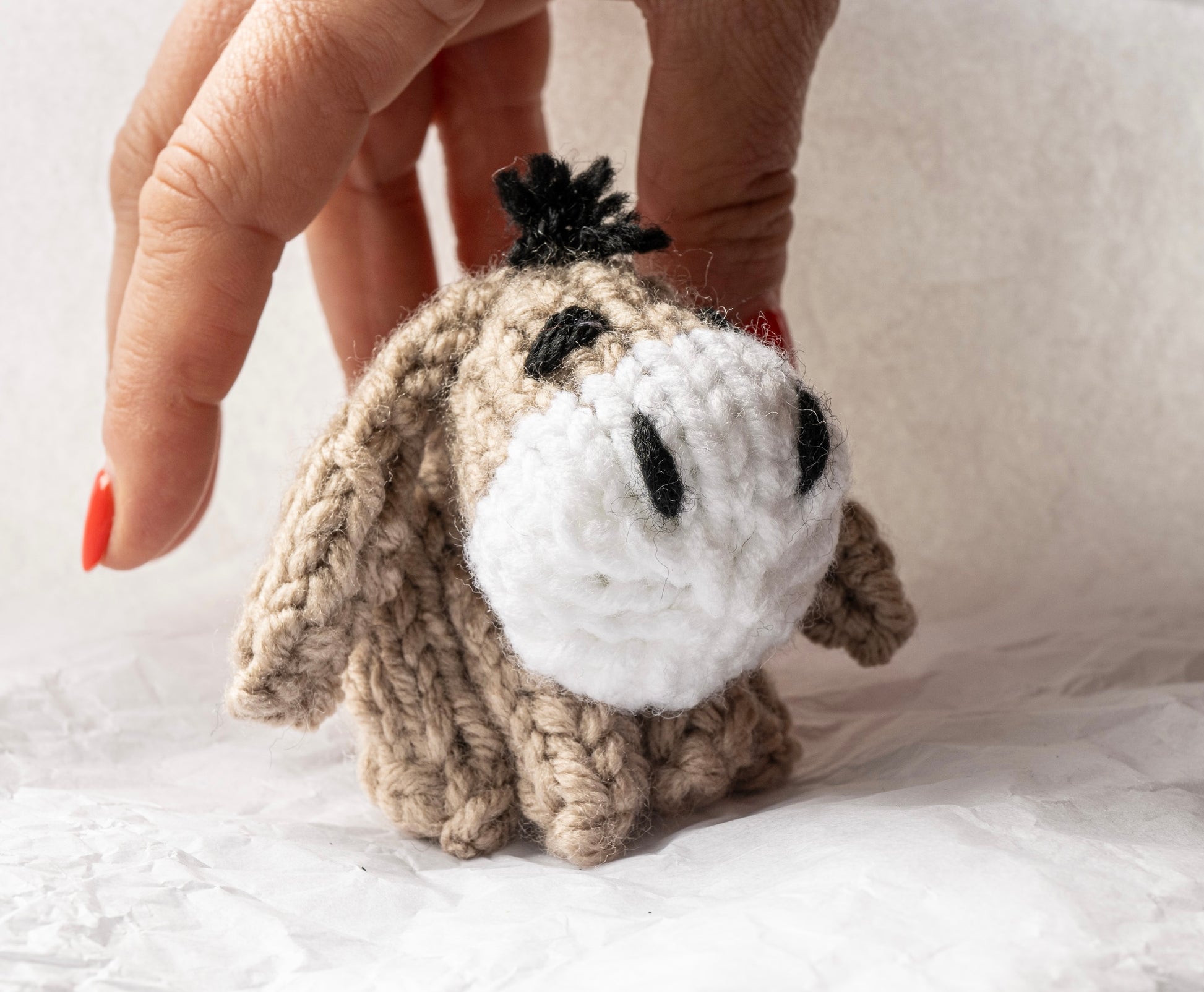 Dinkey Donkey - hand knitted pocket pals