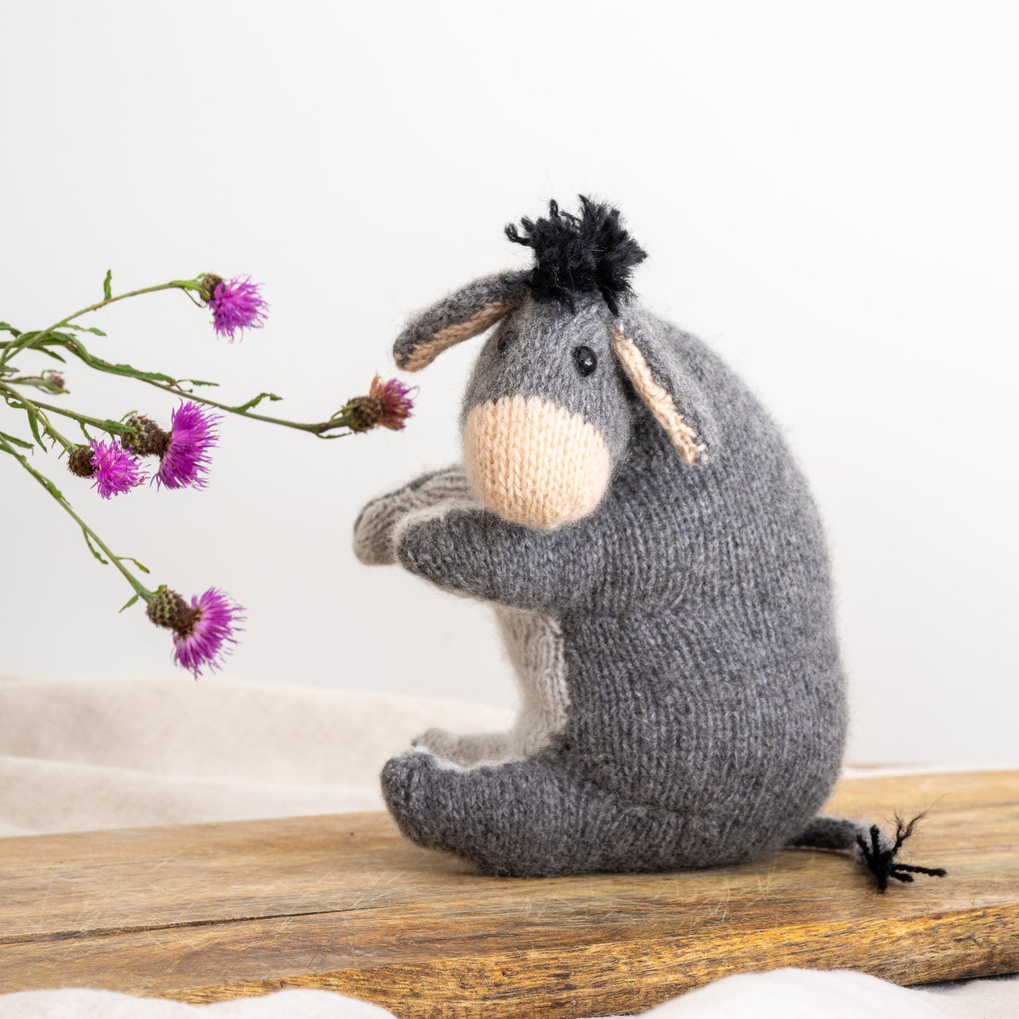 Hand-Knitted Eeyore Plush - Luxuriously Soft and Lovingly Made Donkey