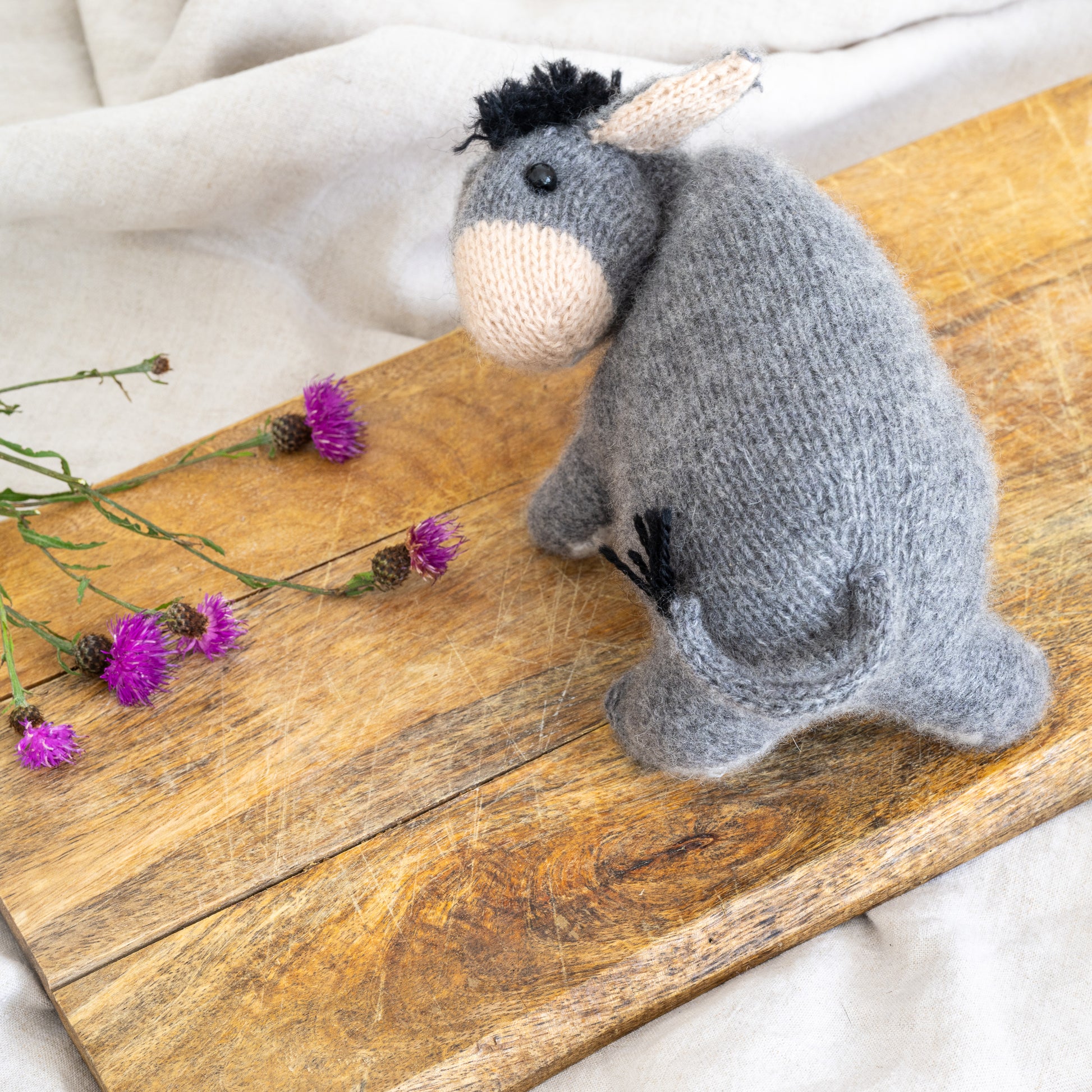 Hand-Knitted Eeyore Plush - Luxuriously Soft and Lovingly Made Donkey