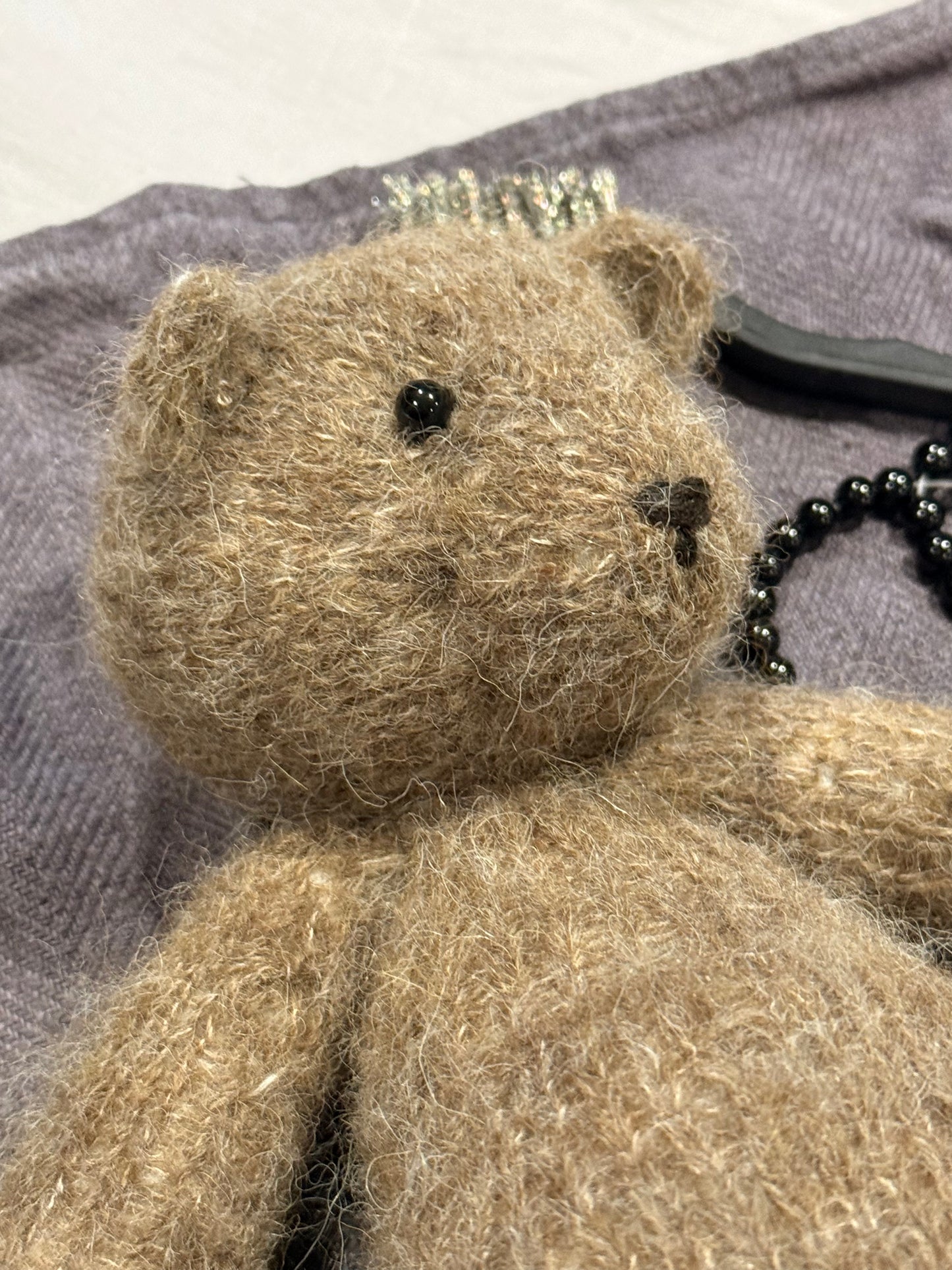 Teddy Bear Hand Knitted in silk and alpaca yarn