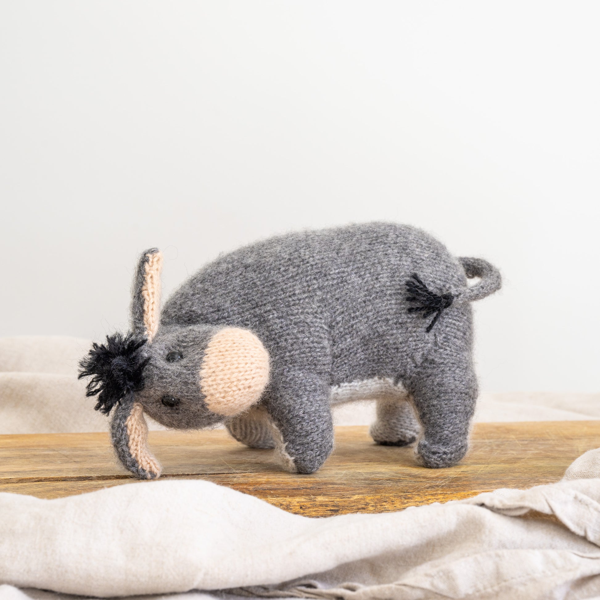 Hand-Knitted Eeyore Plush - Luxuriously Soft and Lovingly Made Donkey