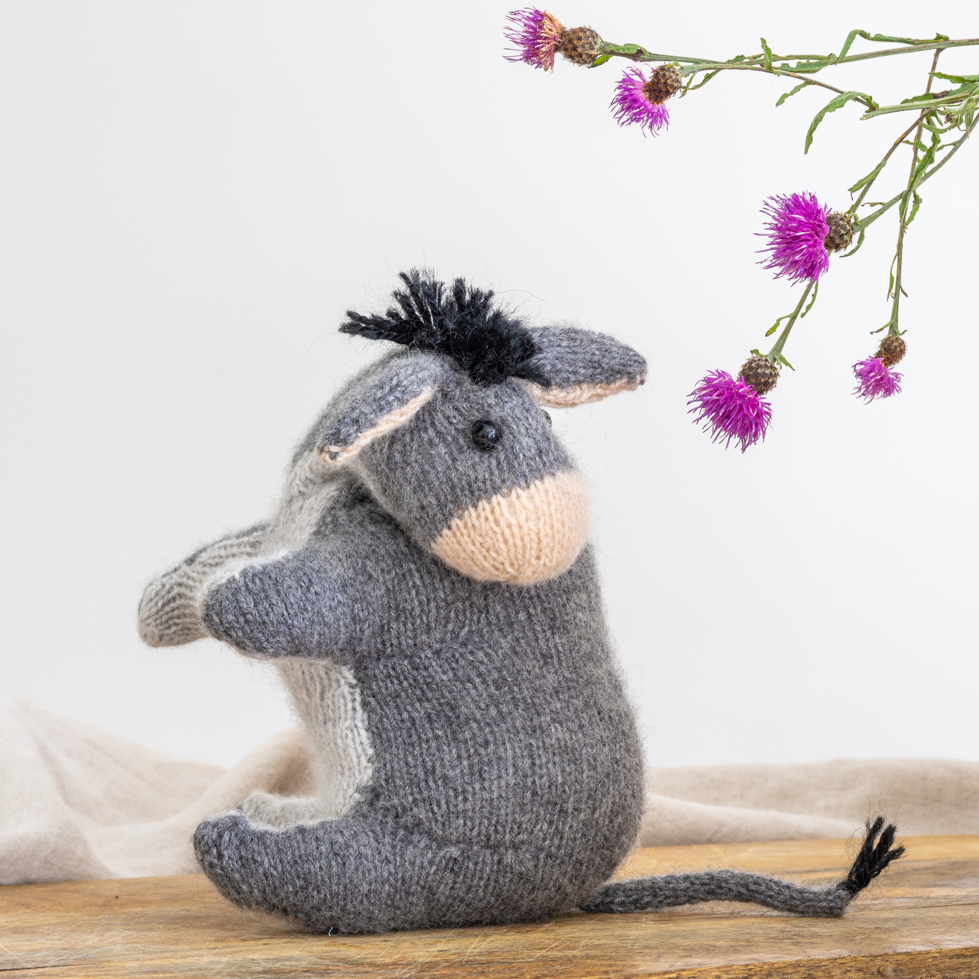 Hand-Knitted Eeyore Plush - Luxuriously Soft and Lovingly Made Donkey