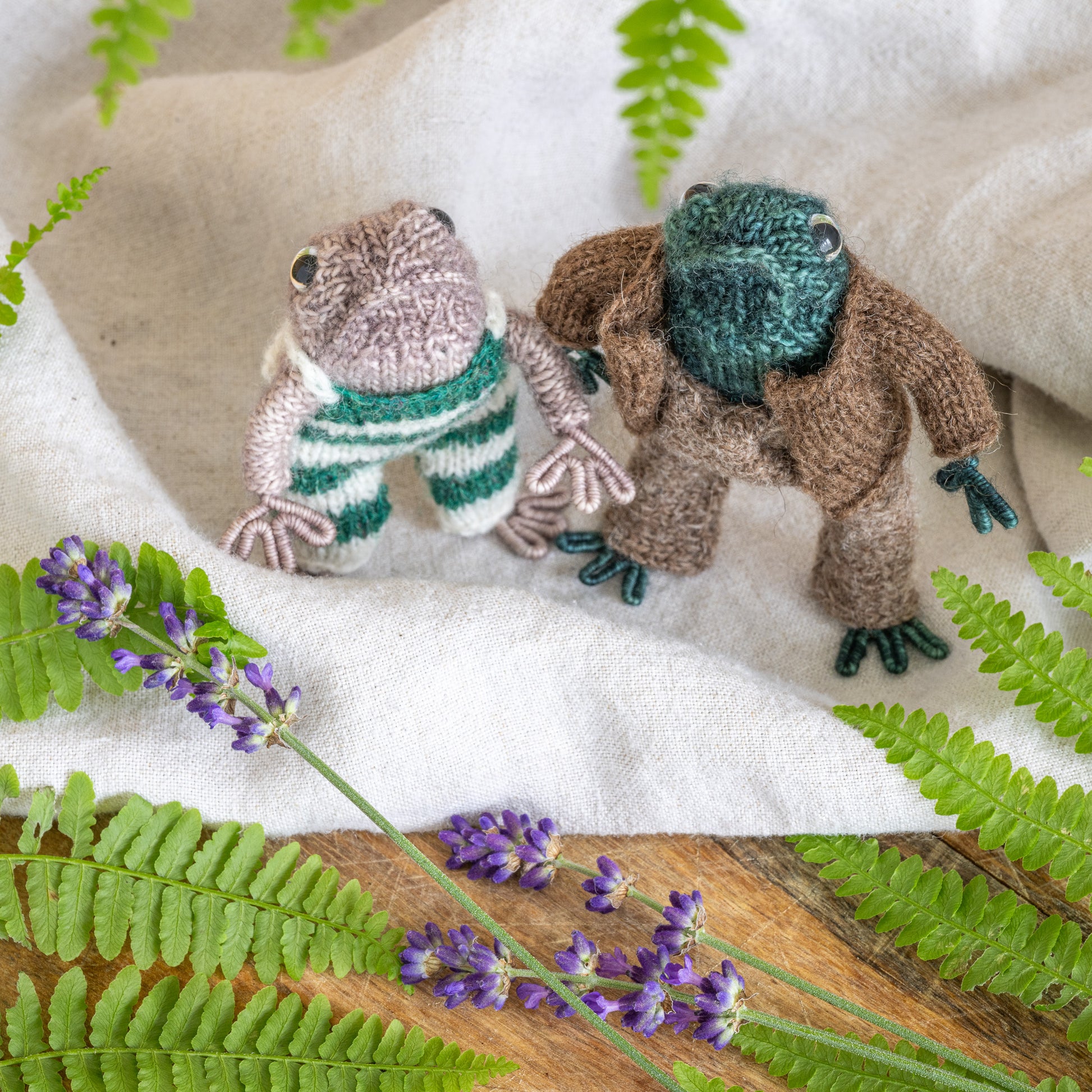 Hand-Knitted Frog and Toad Dolls - Adorable Companions for Storytime Adventures