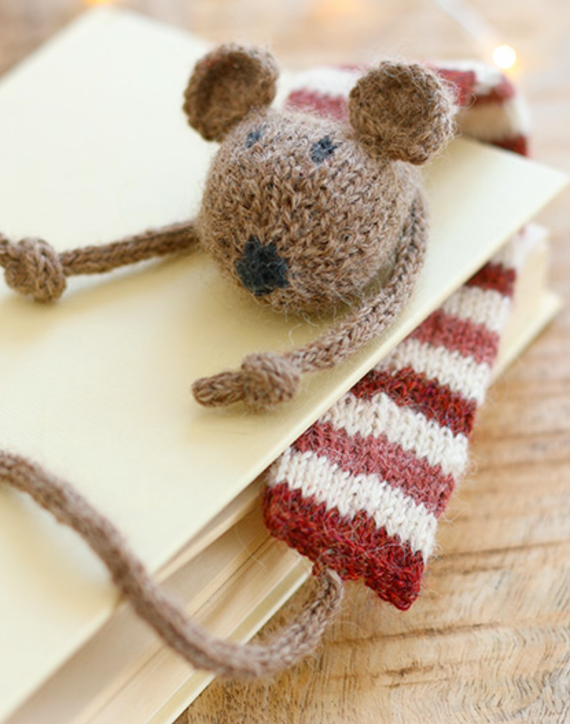 Hand knitted mouse book mark - perfect book lovers gift