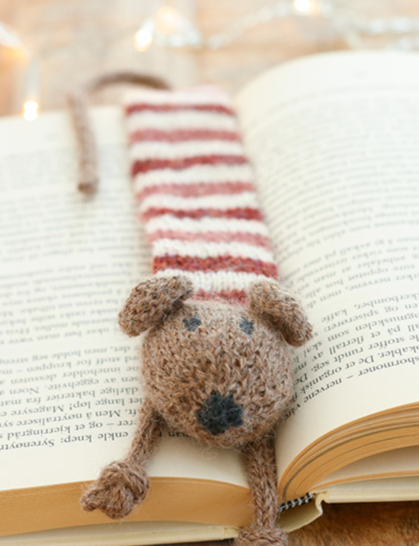 Hand knitted mouse book mark - perfect book lovers gift