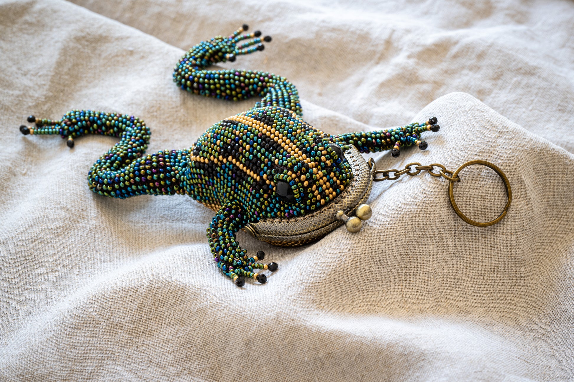 Handcrafted Beaded Frog Coin Purse 