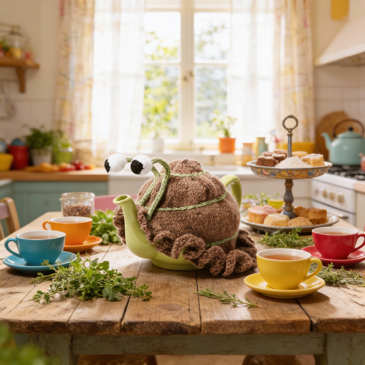 DIY Snail Tea Cosy Kit - Makes two reversable colours complete with yarn, pattern, instructions and accessories