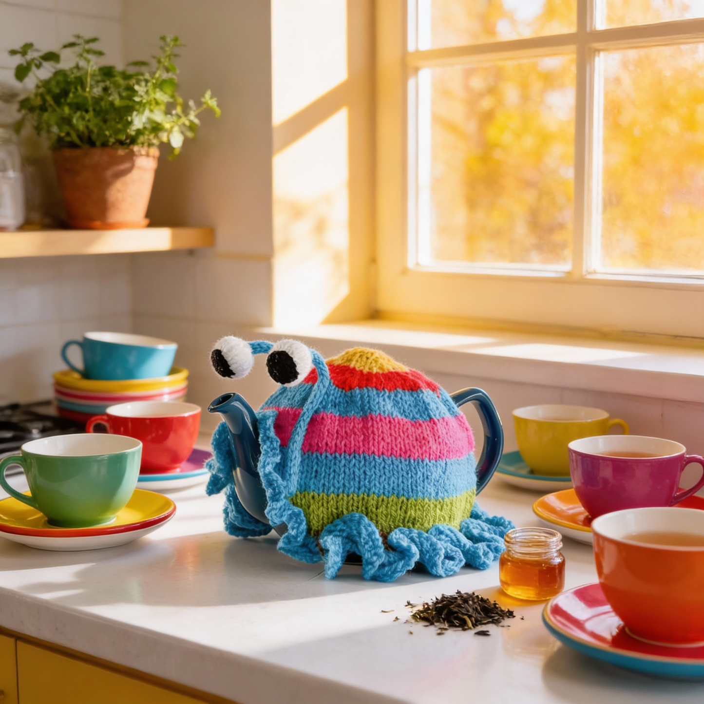 Sebastian The Snail - Blue Stripey Tea Cosy