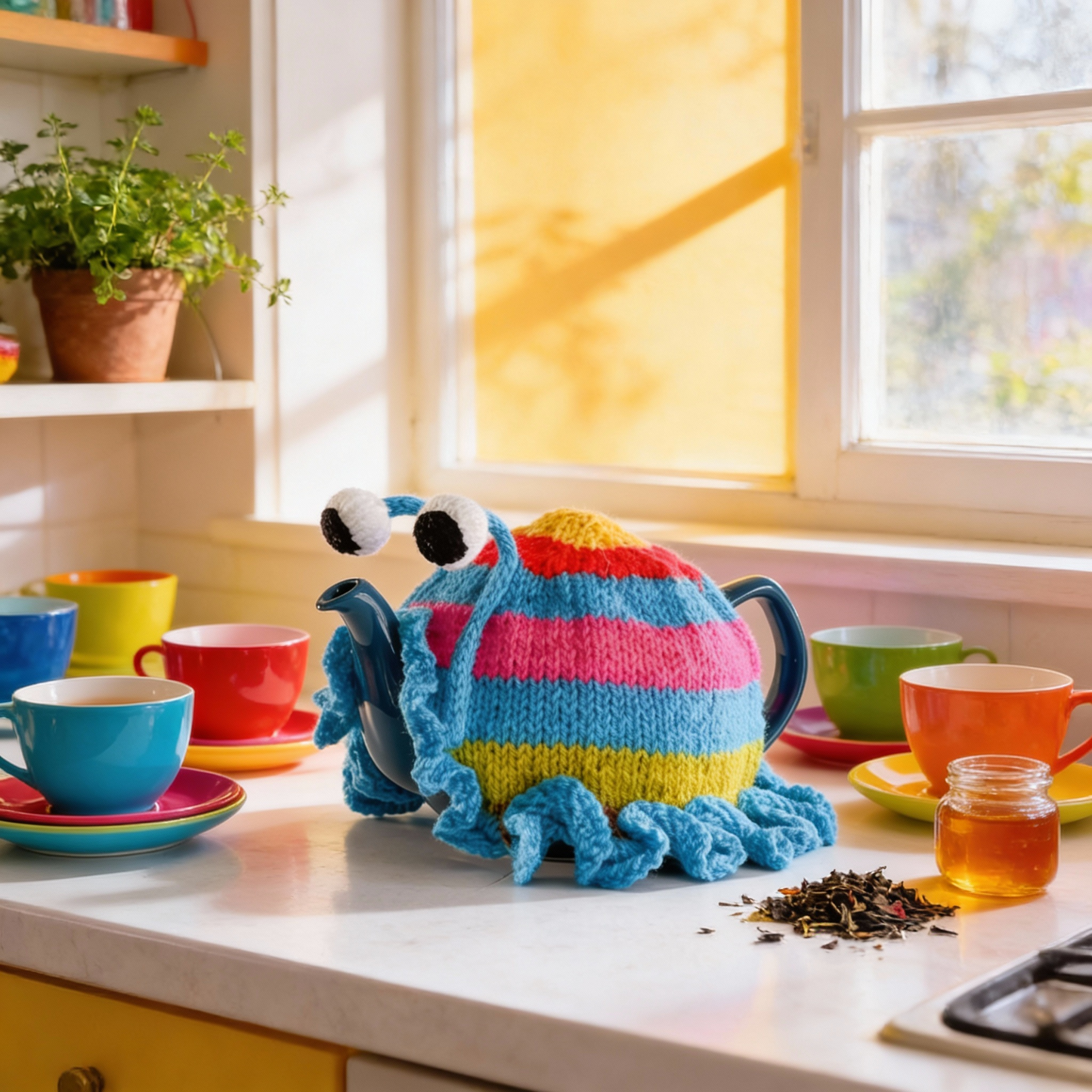 Sebastian The Snail - Blue Stripey Tea Cosy