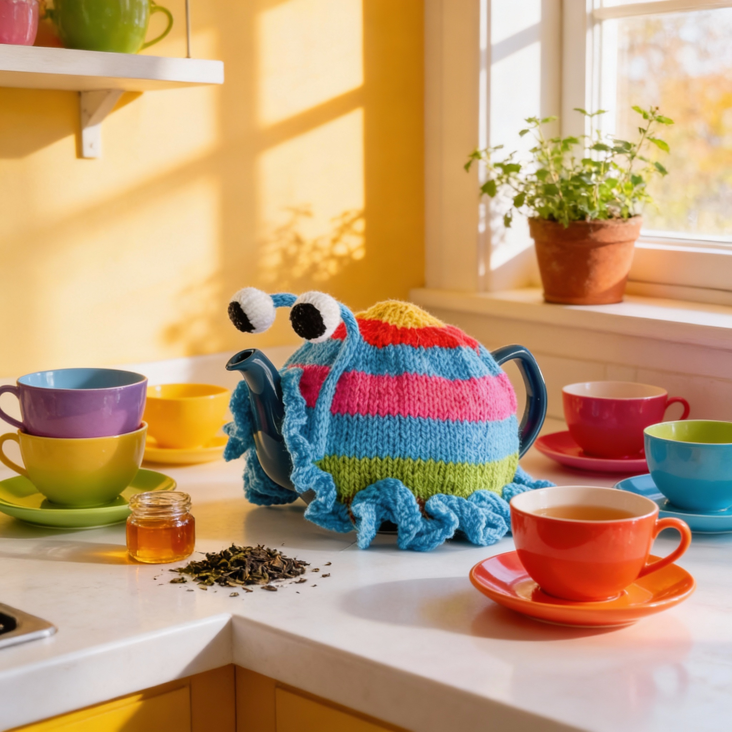 Sebastian The Snail - Blue Stripey Tea Cosy