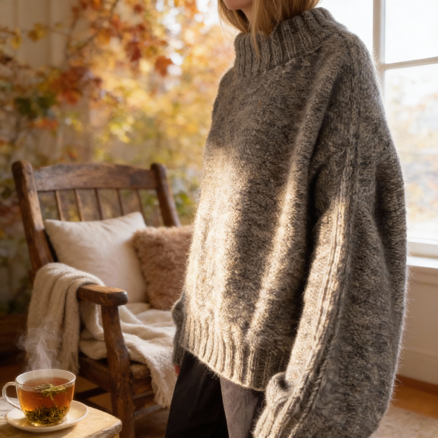 Alpaca Silk hand knitted sweater
