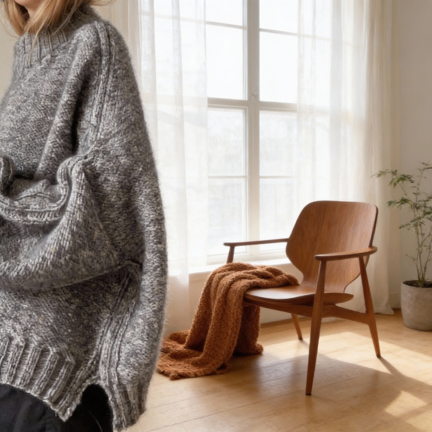 Alpaca Silk hand knitted sweater