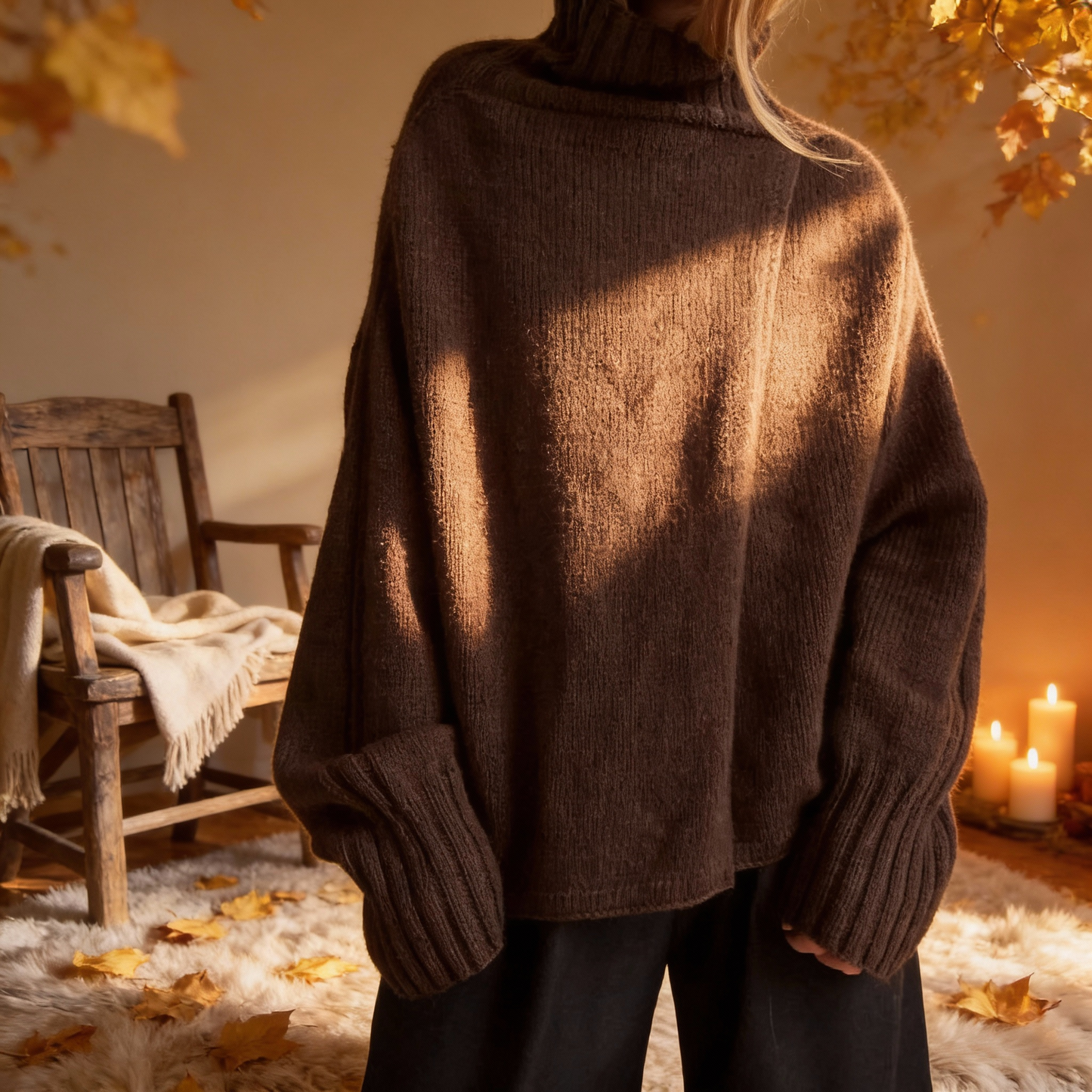 High neck wrap over sweater in Mulesing free Merino wool