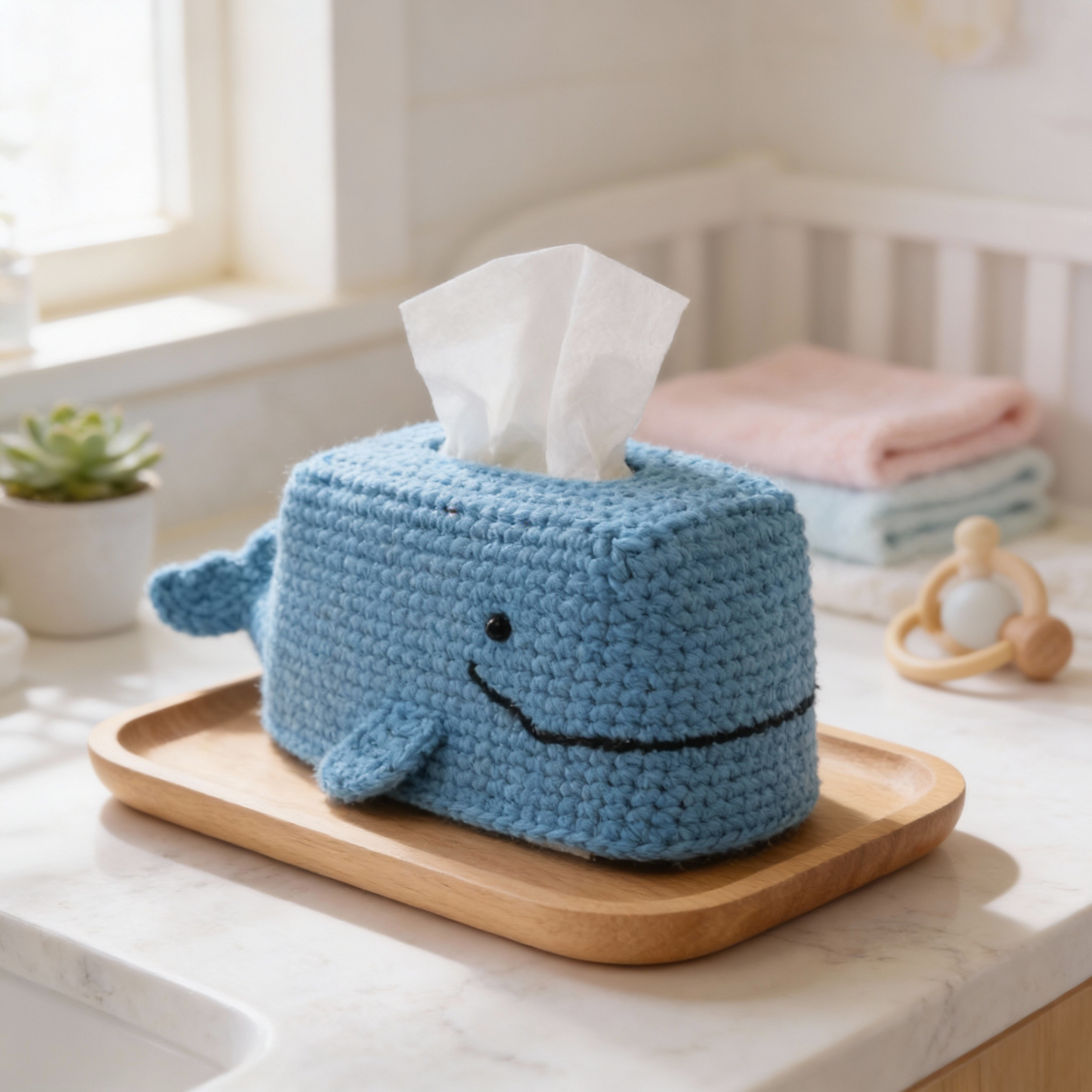 Whale crochet tissue box cover - Get "whale" soon with a smile