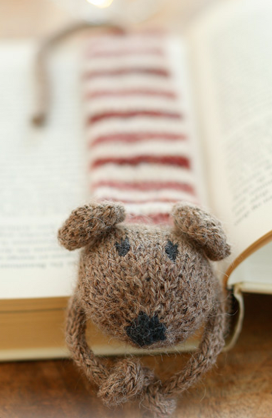 Hand knitted mouse book mark - perfect book lovers gift