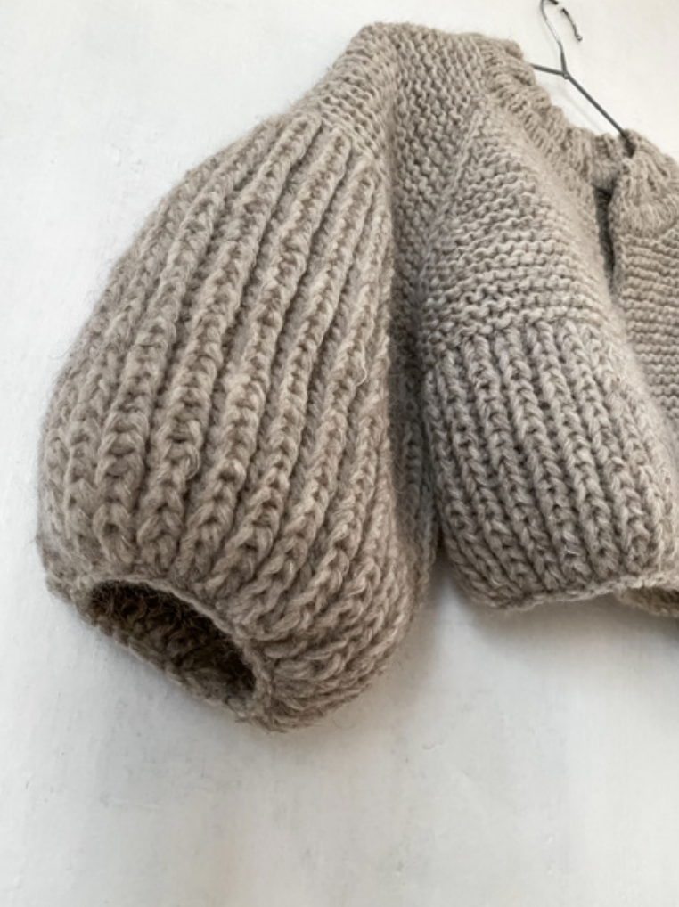 Bolero hand knitted jacket in alpaca and silk