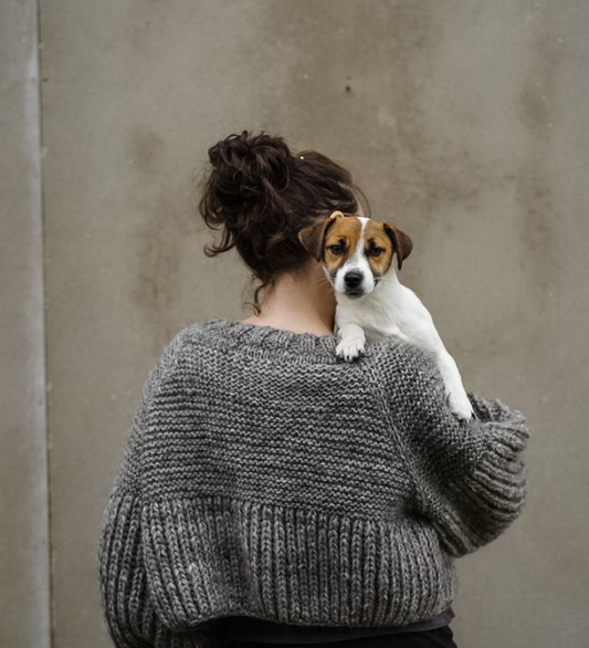 Bolero hand knitted jacket in alpaca and silk