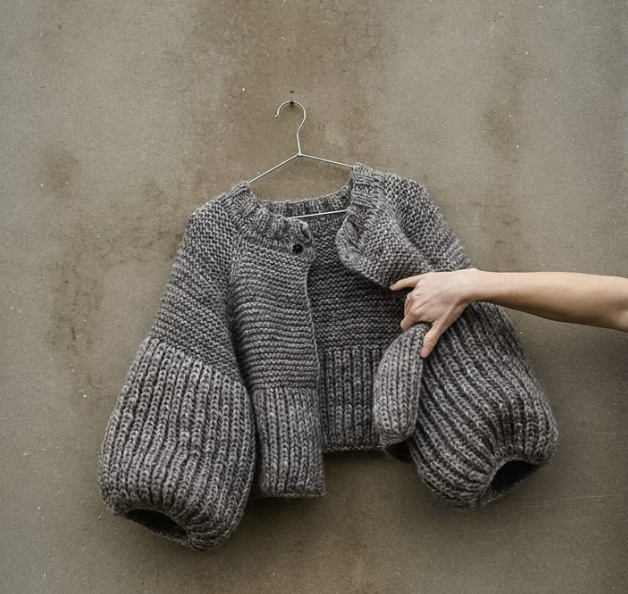 Bolero hand knitted jacket in alpaca and silk