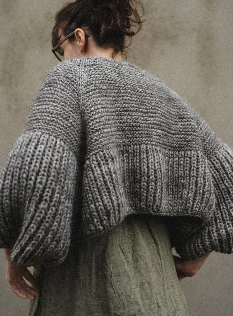 Bolero hand knitted jacket in alpaca and silk