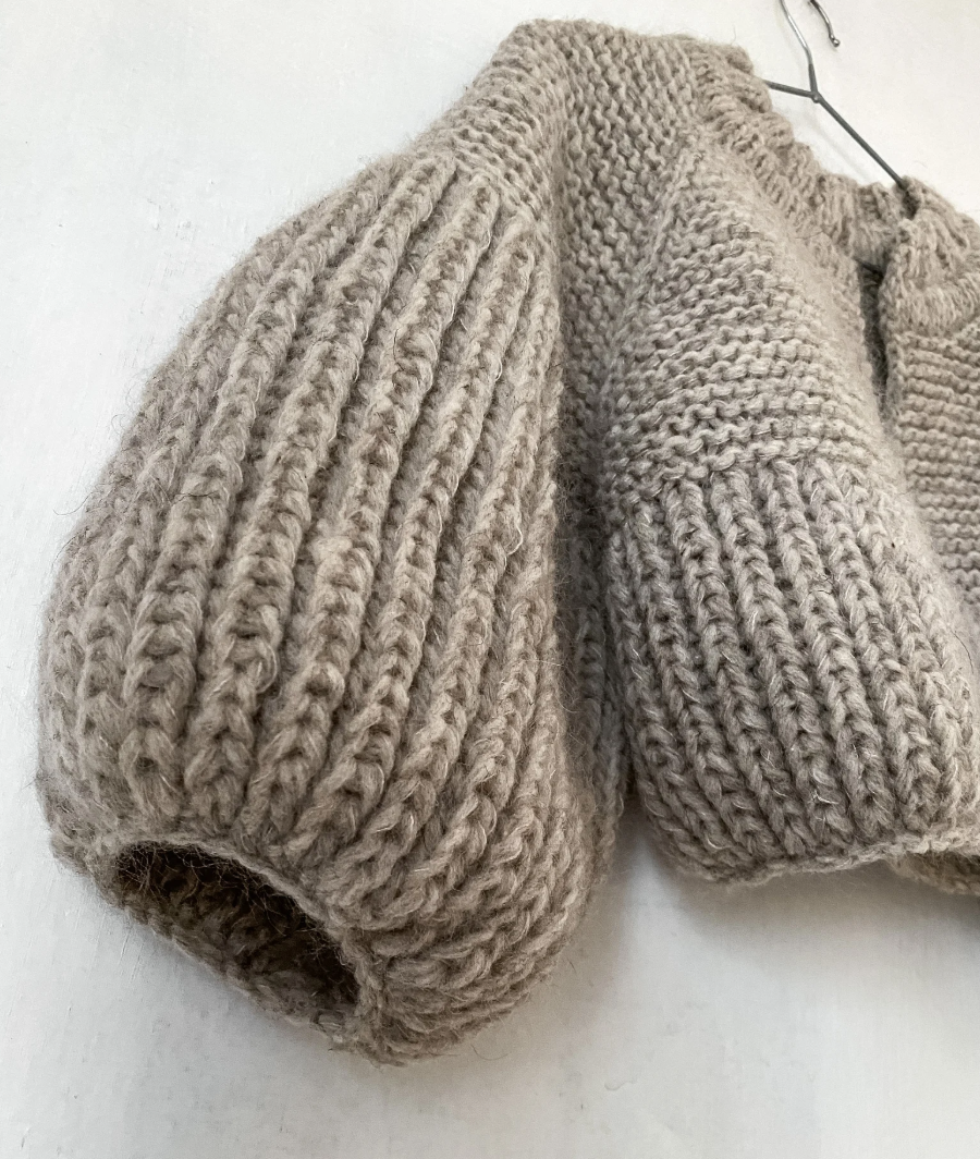 Bolero hand knitted jacket in alpaca and silk