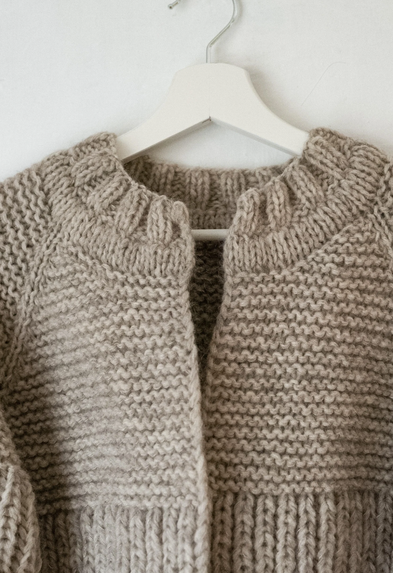 Bolero hand knitted jacket in alpaca and silk