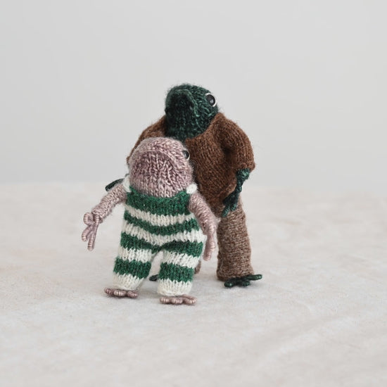 Hand-Knitted Frog and Toad Dolls - Adorable Companions for Storytime Adventures