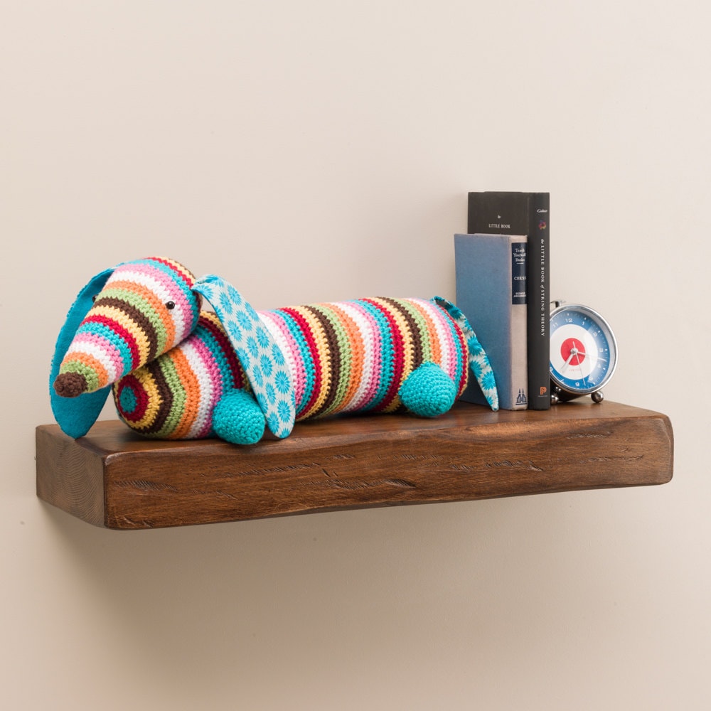 Stripy dachshund sausage dog crochet doorstop or draught excluder.
