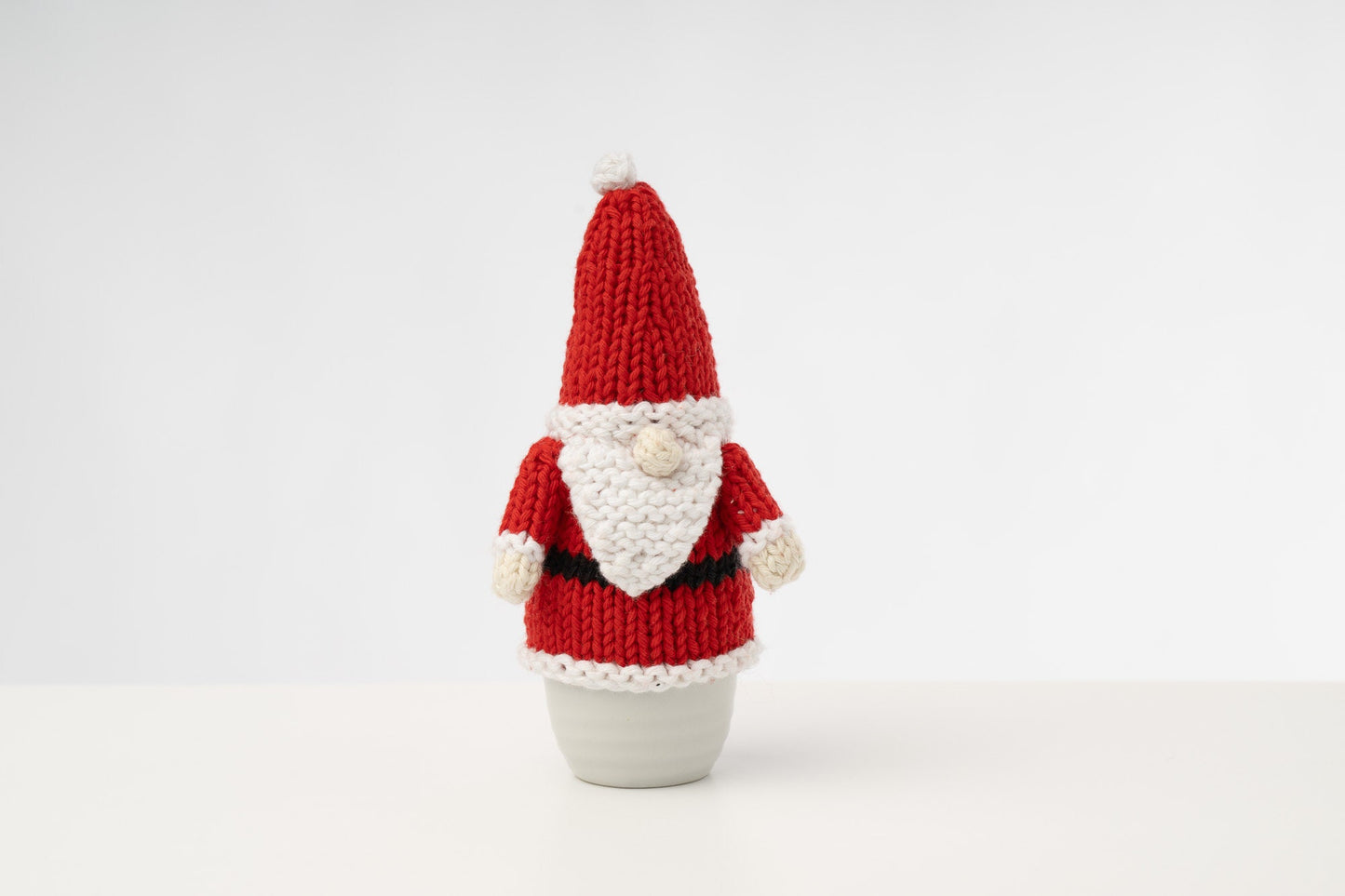 Rudolph and Santa hand knitted egg cosies by Ruperts House in washable cotton yarn