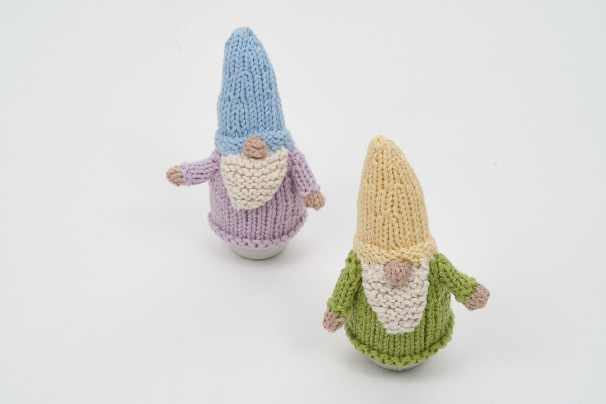 Egg cosy Gnomes by Rupert's House - hand knitted in washable cotton yarn