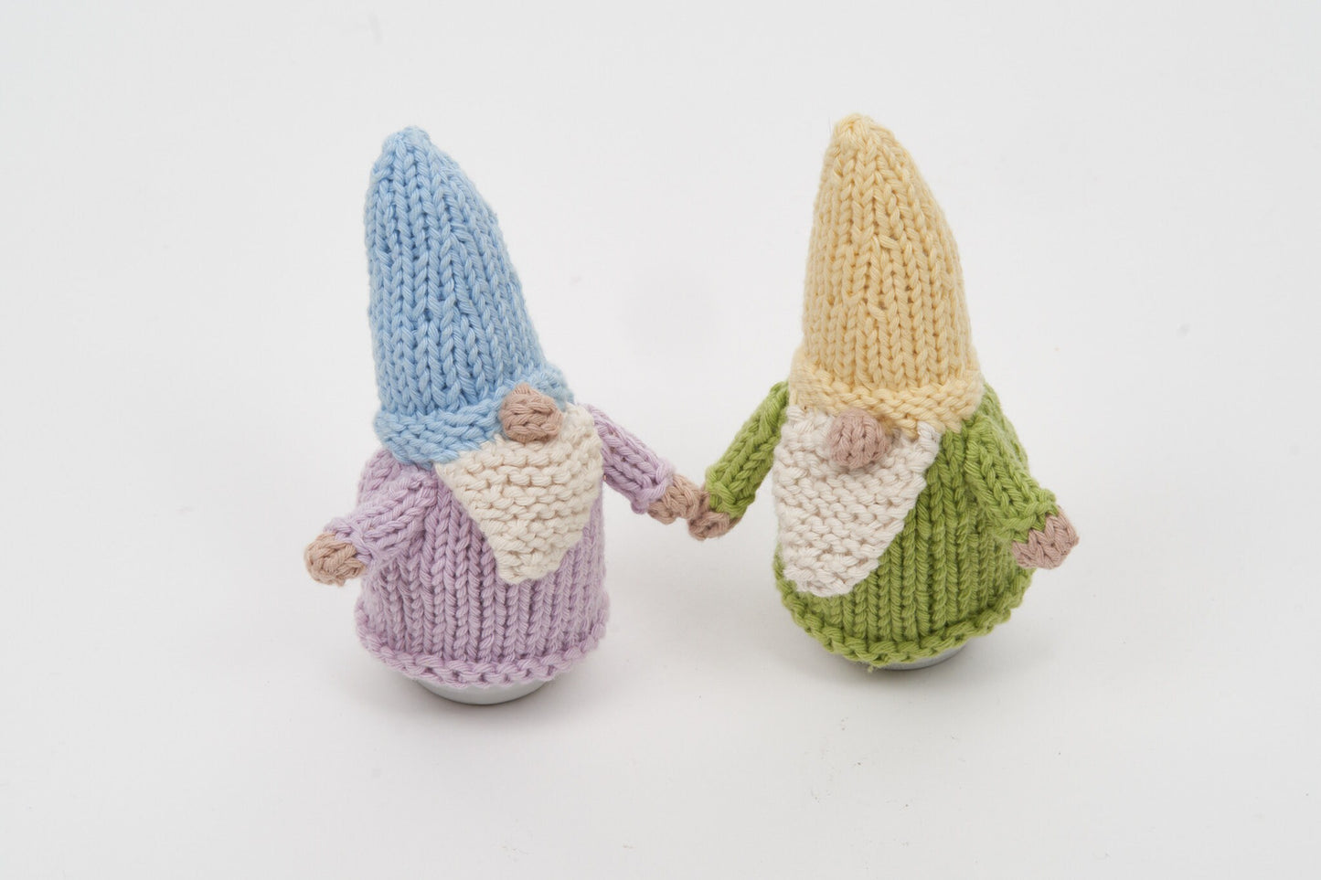 Egg cosy Gnomes by Rupert's House - hand knitted in washable cotton yarn