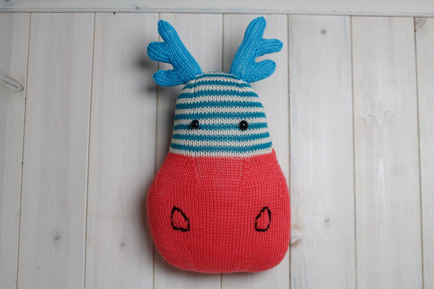 Marvellous Marvin the Moose - hand knitted cruelty free Moose head wall decor.