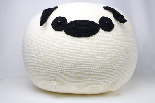 Pug hand crochet pouffe footstool beanbag
