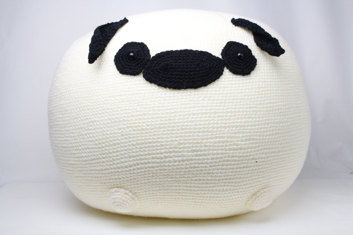 Pug hand crochet pouffe footstool beanbag