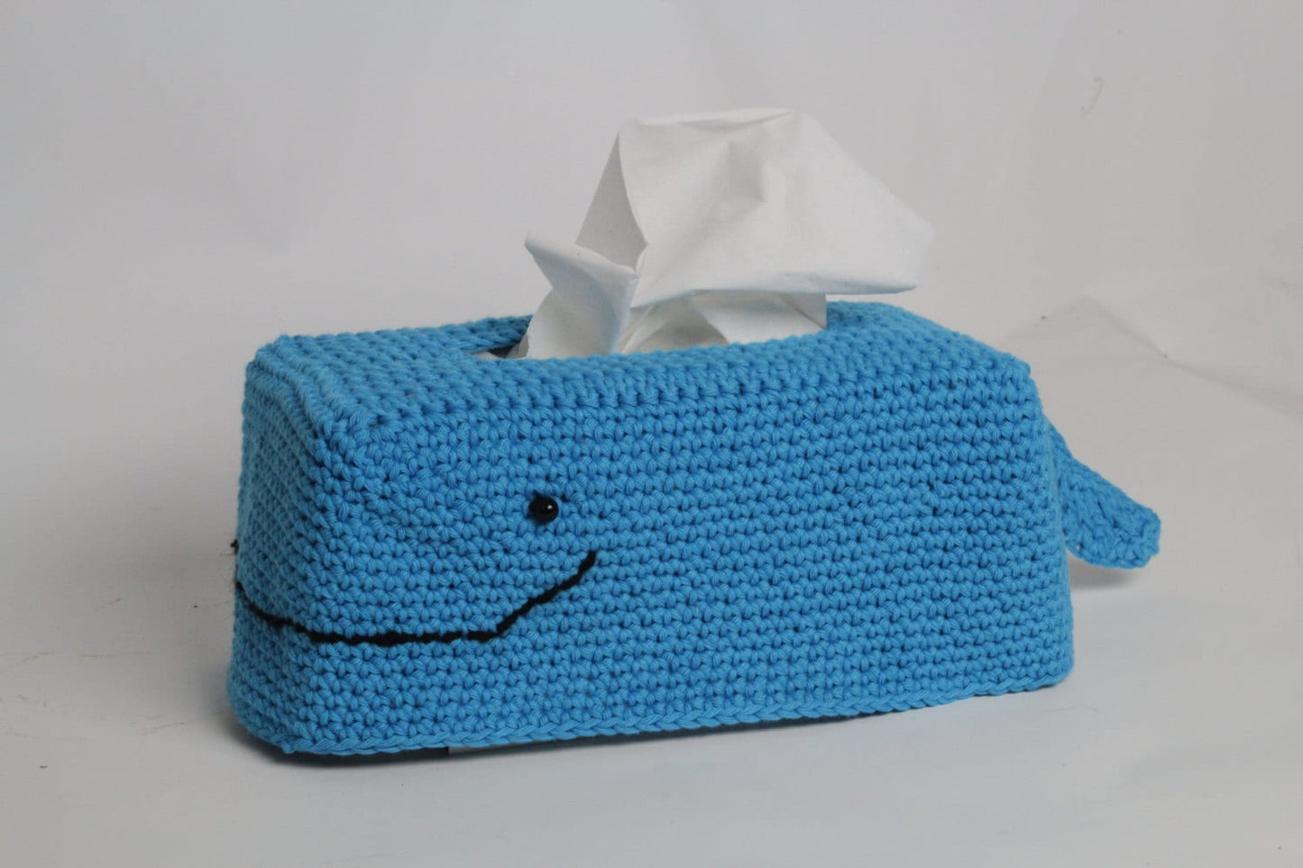 Whale crochet tissue box cover