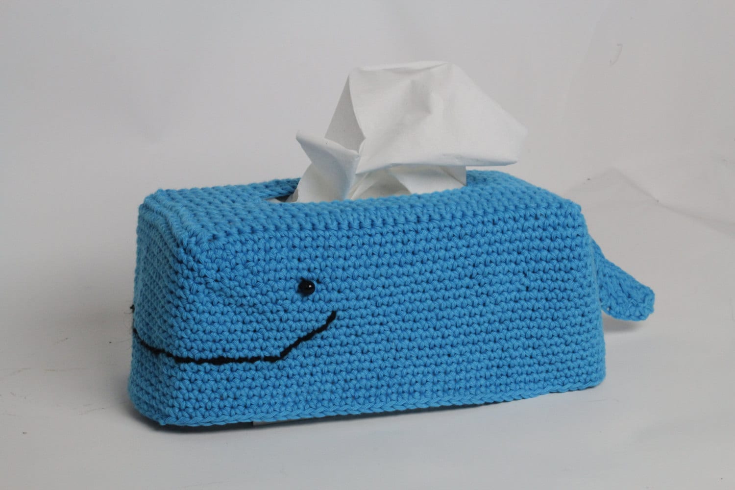 Whale crochet tissue box cover