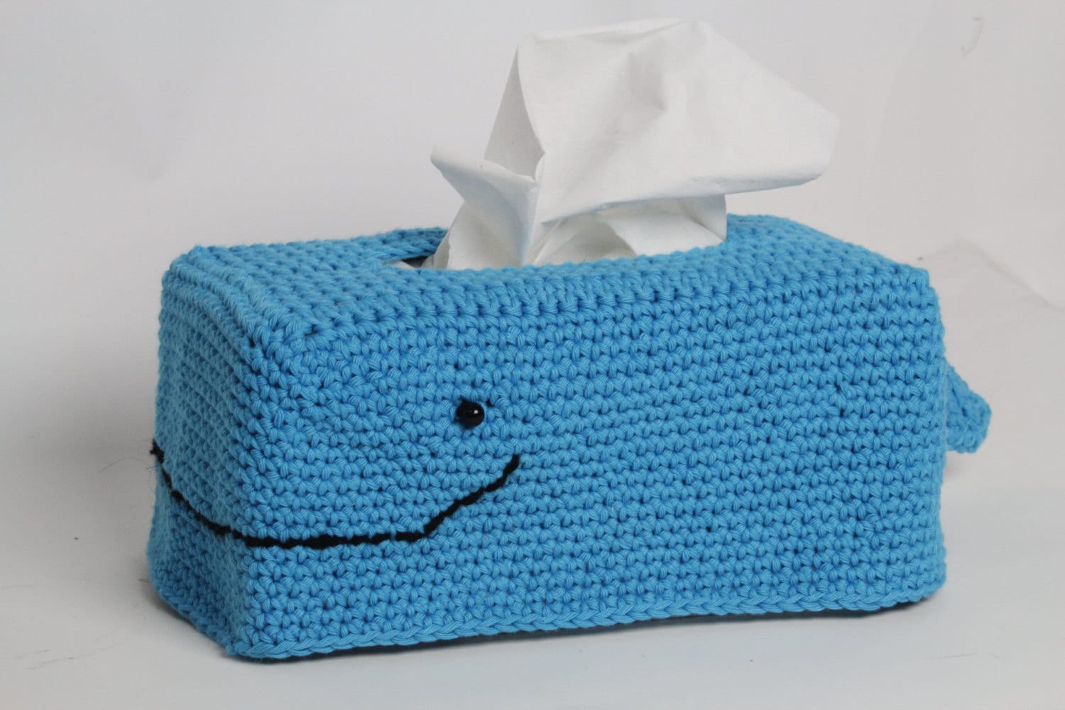 Whale crochet tissue box cover