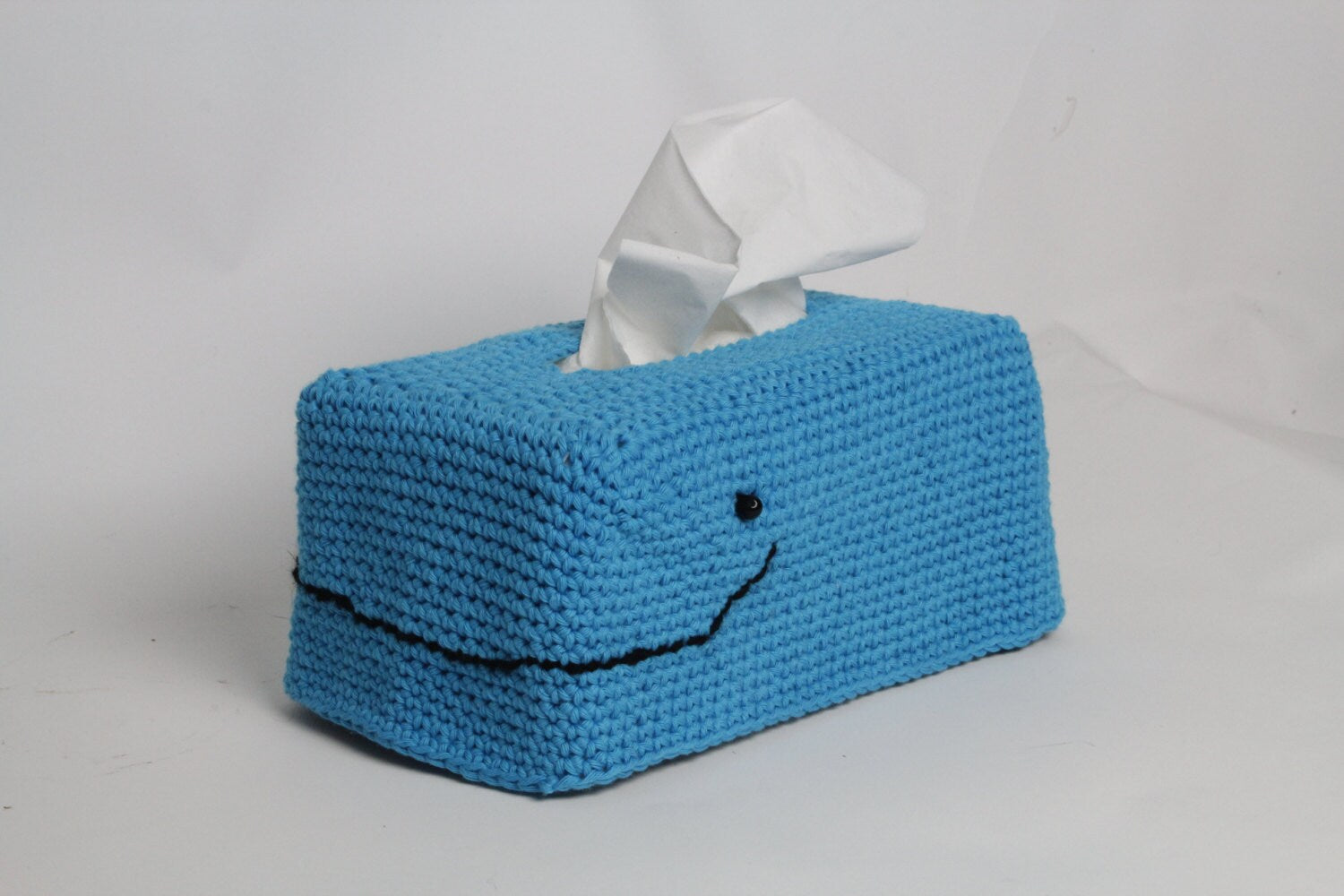 Whale crochet tissue box cover